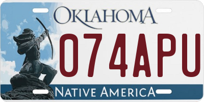 OK license plate 074APU