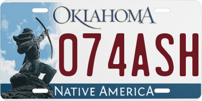 OK license plate 074ASH