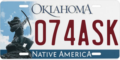OK license plate 074ASK