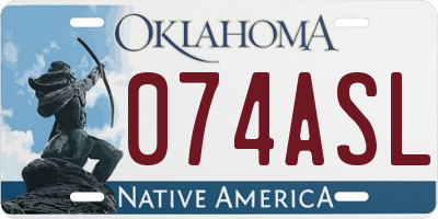OK license plate 074ASL