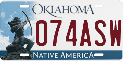 OK license plate 074ASW