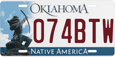 OK license plate 074BTW