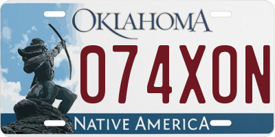 OK license plate 074XON