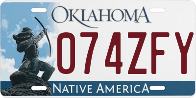 OK license plate 074ZFY