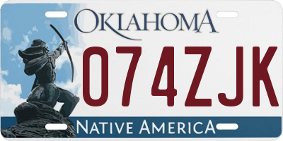OK license plate 074ZJK