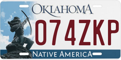 OK license plate 074ZKP