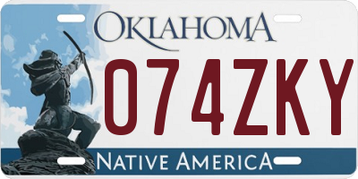 OK license plate 074ZKY