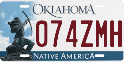 OK license plate 074ZMH