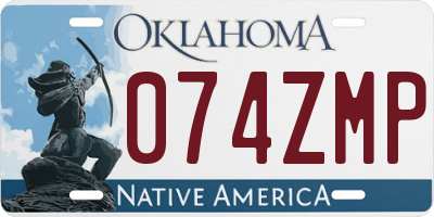 OK license plate 074ZMP