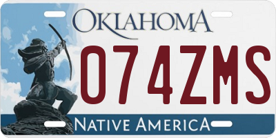 OK license plate 074ZMS