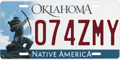 OK license plate 074ZMY