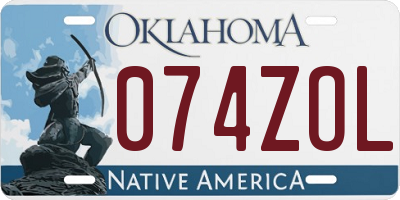 OK license plate 074ZOL