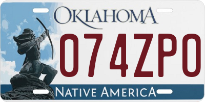 OK license plate 074ZPO