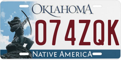 OK license plate 074ZQK