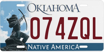 OK license plate 074ZQL