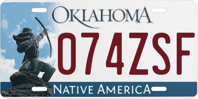 OK license plate 074ZSF