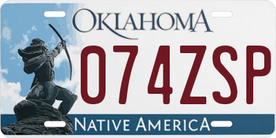 OK license plate 074ZSP