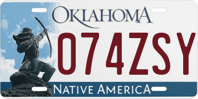 OK license plate 074ZSY