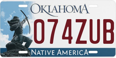 OK license plate 074ZUB