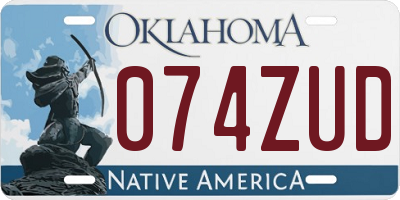 OK license plate 074ZUD