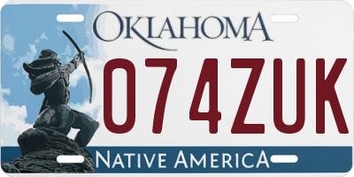 OK license plate 074ZUK