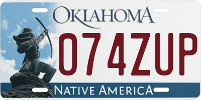 OK license plate 074ZUP
