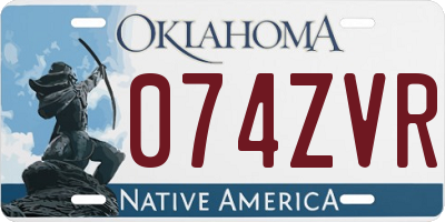 OK license plate 074ZVR