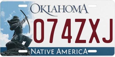 OK license plate 074ZXJ