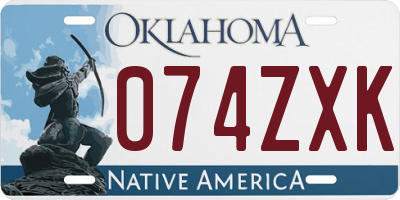 OK license plate 074ZXK
