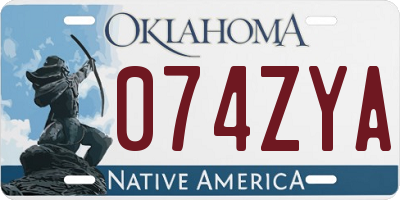 OK license plate 074ZYA