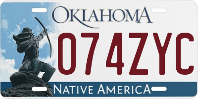OK license plate 074ZYC