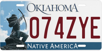 OK license plate 074ZYE