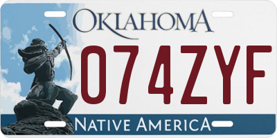 OK license plate 074ZYF