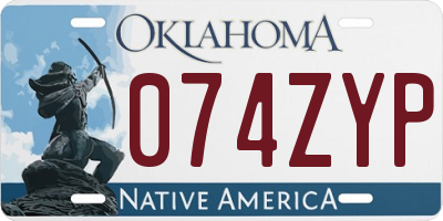 OK license plate 074ZYP