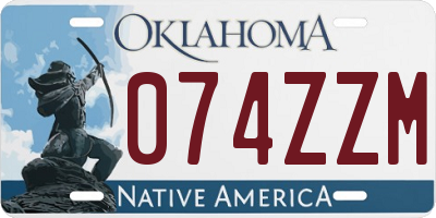 OK license plate 074ZZM