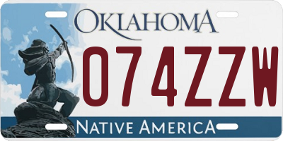 OK license plate 074ZZW