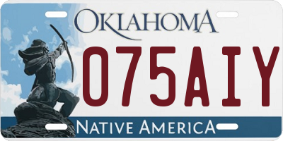 OK license plate 075AIY