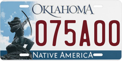 OK license plate 075AOO