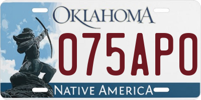 OK license plate 075APO