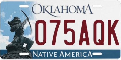 OK license plate 075AQK