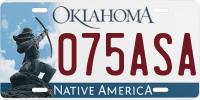 OK license plate 075ASA