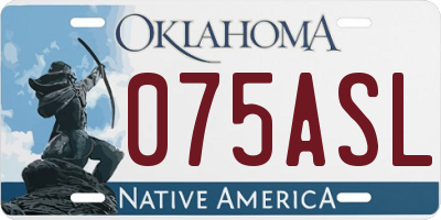 OK license plate 075ASL