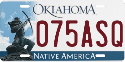 OK license plate 075ASQ