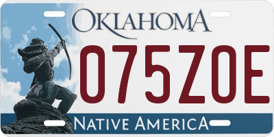 OK license plate 075ZOE