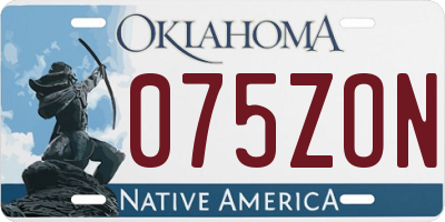 OK license plate 075ZON