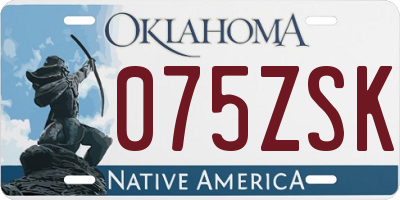 OK license plate 075ZSK