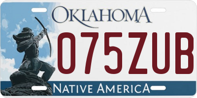 OK license plate 075ZUB