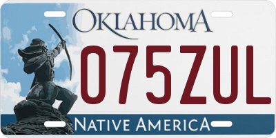 OK license plate 075ZUL