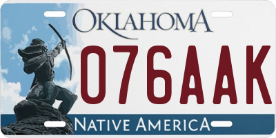 OK license plate 076AAK