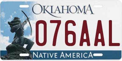 OK license plate 076AAL